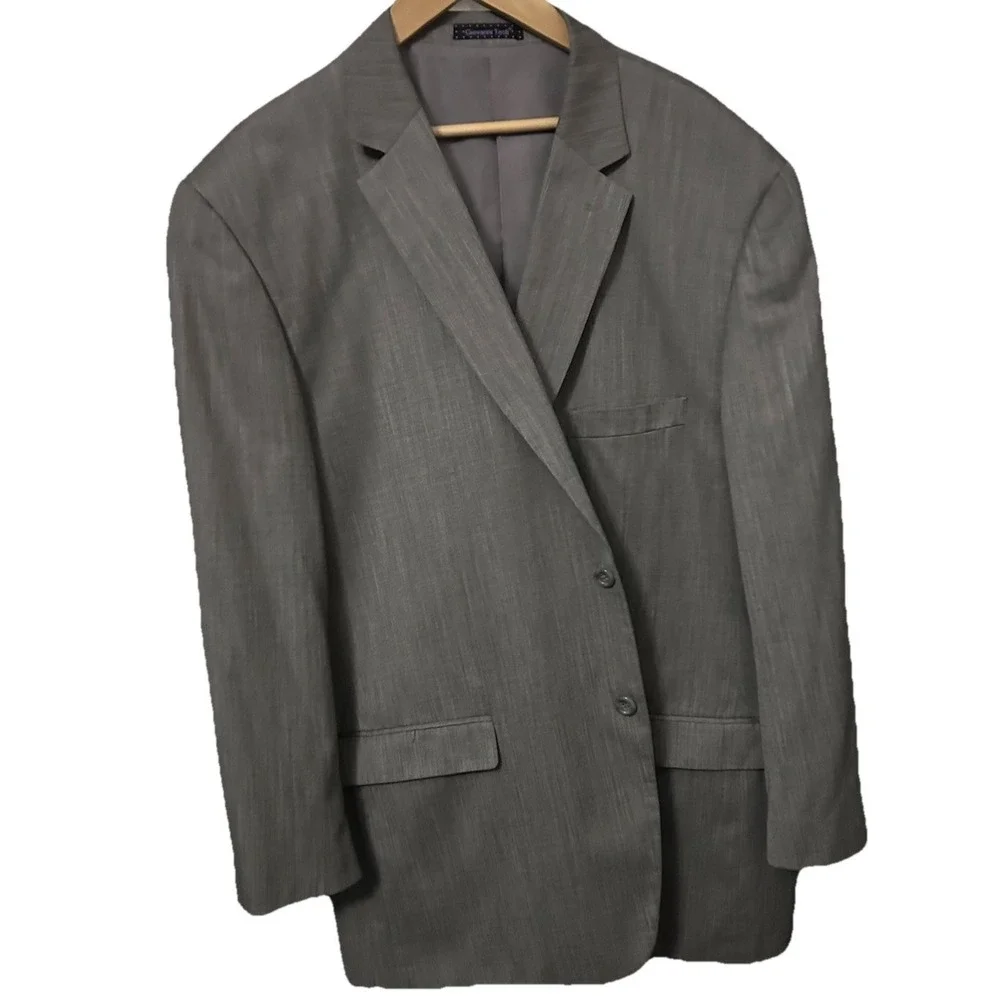 Giovanni Testi 2 Piece Suit  Jacket 54 Long Pants 48x29 Gray Poly Viscose Blend